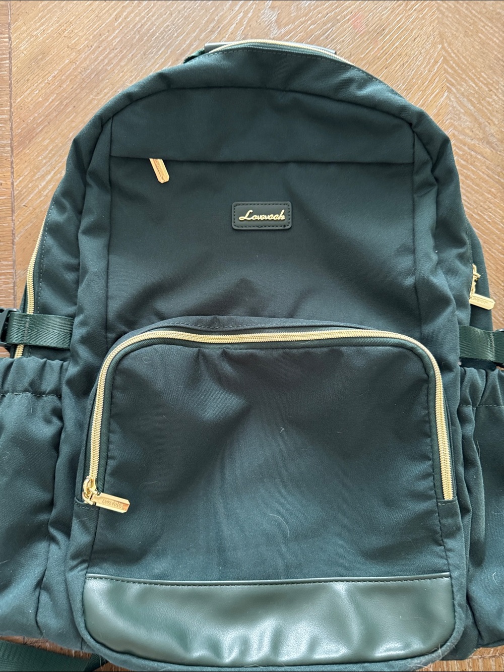 Lovevook Forest Green Backpack with Gold Zippers